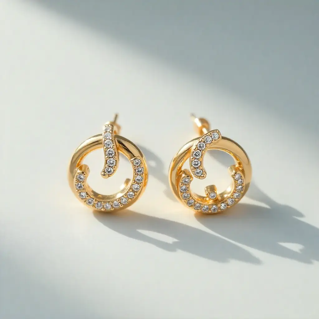 Classic Gold Diamond Drop Earrings - Image 2